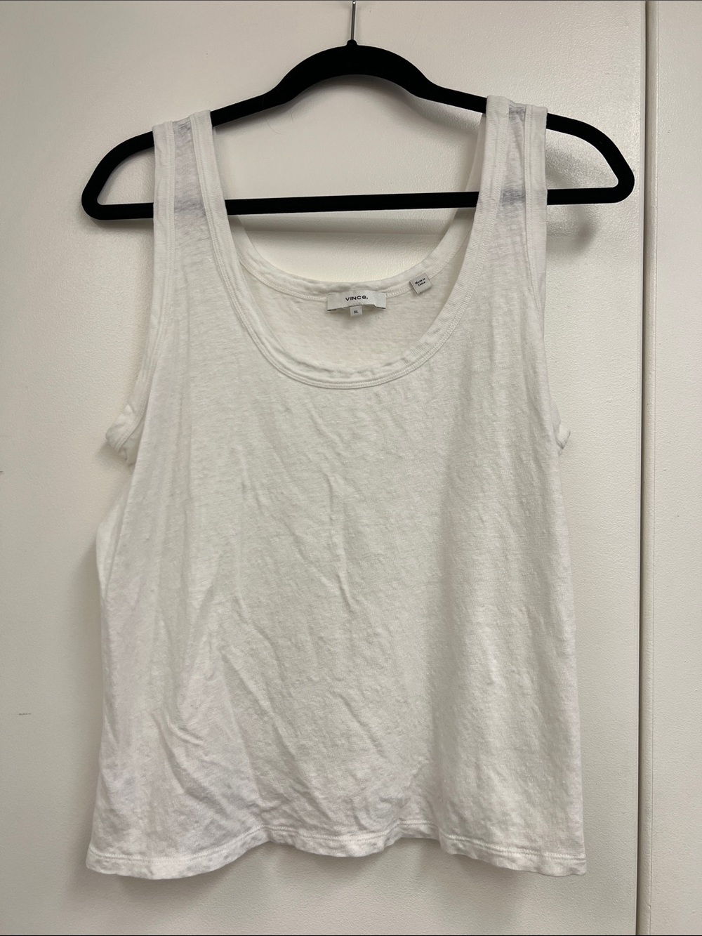 Vince Linen White Scoop Neck Tank Top Shirt Summertime Casual Classic Women’s XL